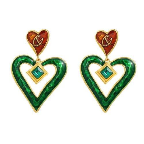 occidental style exaggerating earrings heart-shaped earring woman multilayer Peach heart Alloy enamelea