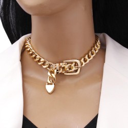 occidental style personality chain belt buckle clavicle necklace   trend Metal..