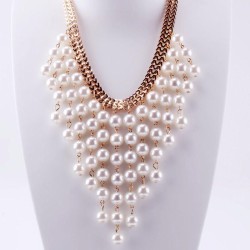occidental style temperament fashion necklace multilayer Pearl necklace  tasse..