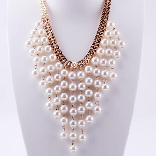 occidental style temperament fashion necklace multilayer Pearl necklace  tassel Pearl exaggerating cla