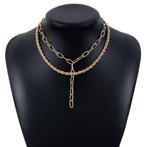occidental style retroY chain tassel necklace  brief twisted chain fashion Double layer chain