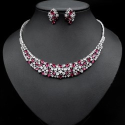 occidental styleins luxurious temperament brief shine high-end zircon bride necklace earrings set