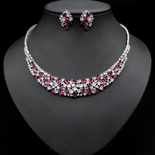 occidental styleins luxurious temperament brief shine high-end zircon bride necklace earrings set