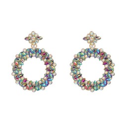 trend colorful diamond earrings occidental style exaggerating Earring lady ful..