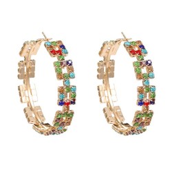 earrings super claw chain Rhinestone circle occidental style earrings woman mu..