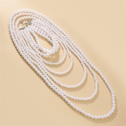 Autumn and Winter multilayer imitate Pearl necklace four lady banquet occident..