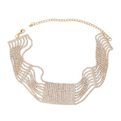occidental style necklace woman multilayer Stripe square chain Rhinestone full..