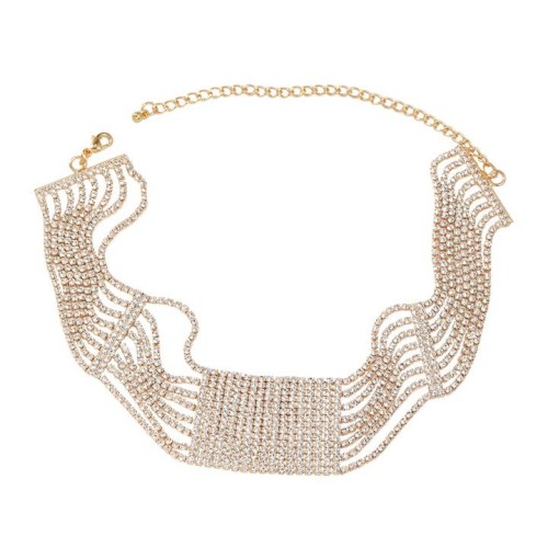 occidental style necklace woman multilayer Stripe square chain Rhinestone fully-jewelled banquet trend