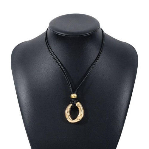 occidental style personality Irregular circle pendant necklace  temperament brief rope chain