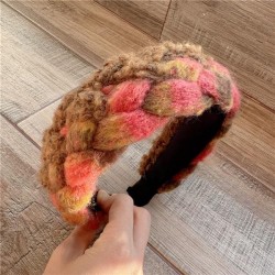 Autumn and Winter gradual change color velvet Headband color high-end width He..