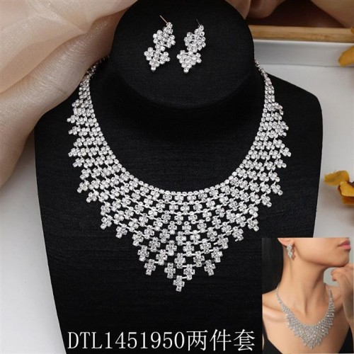  necklace occidental style bride necklace Rhinestone crystal necklace earrings set