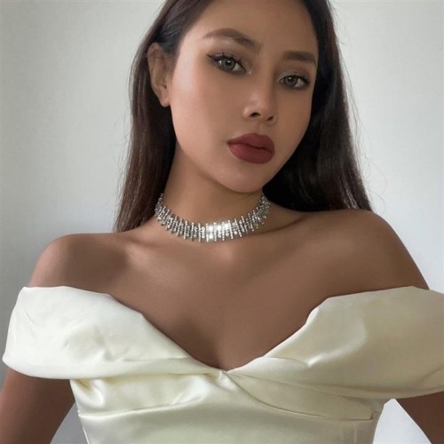 occidental style  fully-jewelled clavicle necklace woman  samll all-Purpose chain
