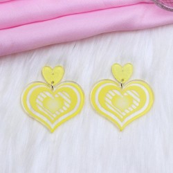  heart-shaped earrings ear stud sweet print Acrylic samll earring Earring lady