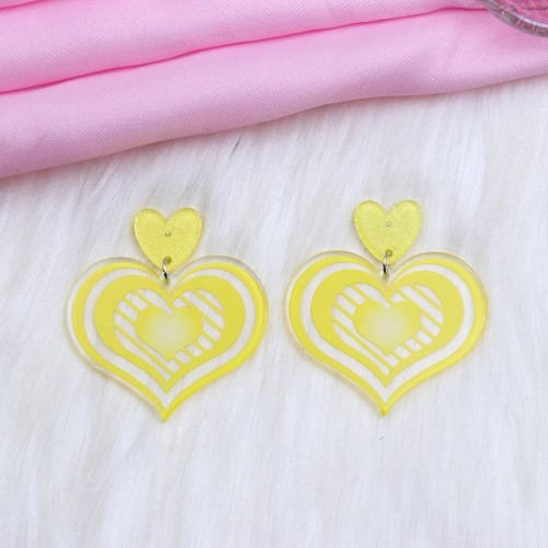  heart-shaped earrings ear stud sweet print Acrylic samll earring Earring lady