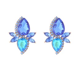 Alloy drop glass diamond row diamond flowers earrings fashion creative banquet..