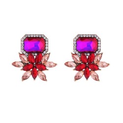 occidental style fashion square glass diamond earrings samll high retro womane..