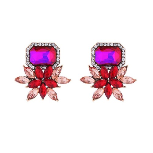 occidental style fashion square glass diamond earrings samll high retro womanearrings