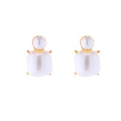 retro color Alloy diamond Pearl earrings fashion silver ear stud samll high br..