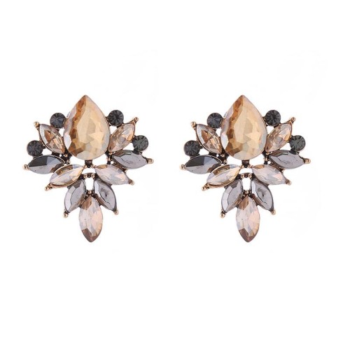 earrings occidental style retro palace wind colorful diamond flowers earrings woman temperament fashion high