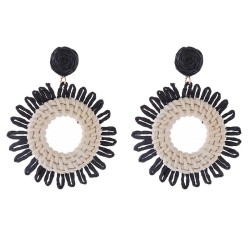retro Bohemia geometry Round earrings temperament all-Purpose weave sun flower..