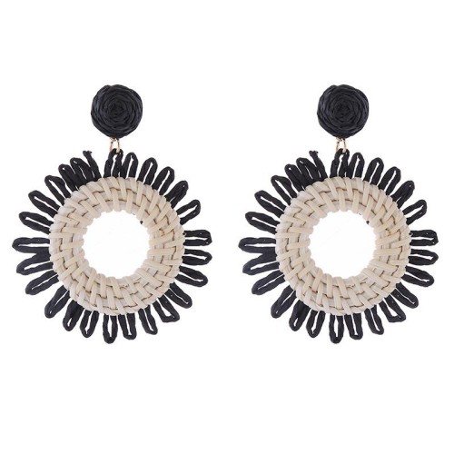 retro Bohemia geometry Round earrings temperament all-Purpose weave sun flower woman