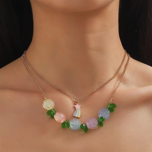 flowers flowers temperament all-Purpose trend Pearl necklace clavicle chain