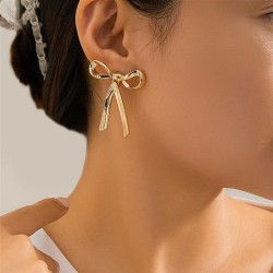 occidental styleowEarring bow ear stud  samll Metal beltins wind Earring woman