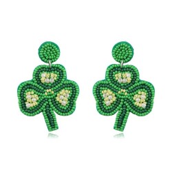 occidental style fashion personality three clover handmade Cloth beads earring..