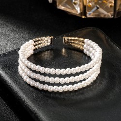 multilayer diamond Pearl bracelet wedding fully-jewelled Pearl bangle woman
