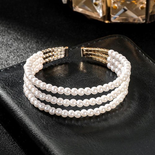 multilayer diamond Pearl bracelet wedding fully-jewelled Pearl bangle woman