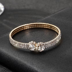  elasticity diamond bangle  gold silver color claw chain opening bride Rhinest..