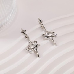 personality wind samll geometry star diamond earrings woman fashion ear stud E..