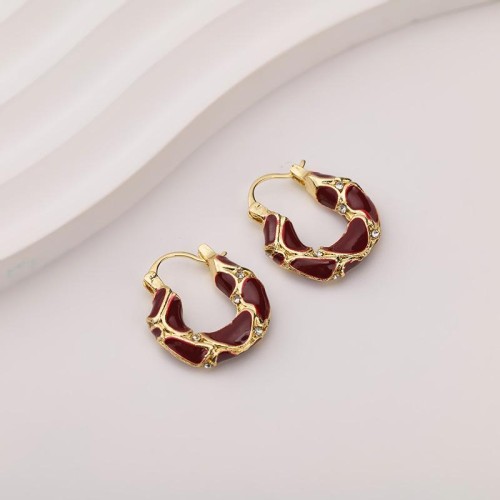  retro Autumn and Winter style Round earrings woman fashion samll high buckle Earring