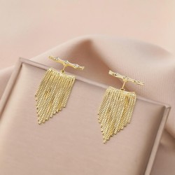 brief gold bamboo long style tassel earrings woman high temperament all-Purpos..