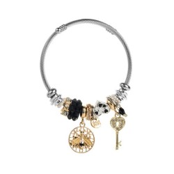fashion more stainless steel bangle woman Alloy enamel key pendant love