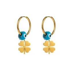 fashion titanium steel earrings eyes four clover Round ear stud all-Purpose st..