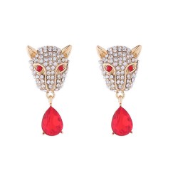 personality exaggerating leopard head drop pendant earrings Alloy diamond ear ..