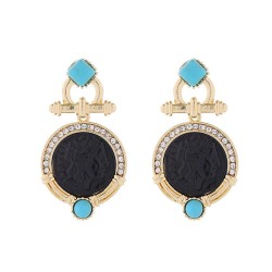 medium wind gold black geometry earrings silver wind high personality