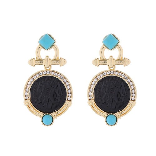 medium wind gold black geometry earrings silver wind high personality