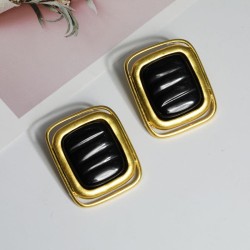  tree black gold style long square earrings bronze retro square ear stud Earri..