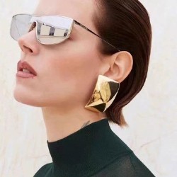 occidental style bronze geometry square earrings