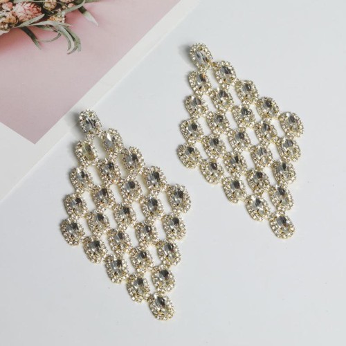 occidental style style exaggerating high Rhinestone diamond temperament long style rhombus earrings high ear stu