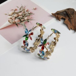 occidental style style exaggerating Rhinestone big circle circle gem flowers e..