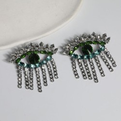 occidental style style Rhinestone tassel eyes earrings silver flash diamond ba..