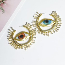  high exaggerating eyes brooch same style trend earrings circle woman
