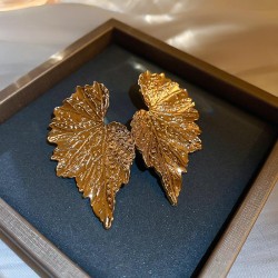 high Metal imitate leaves silver earrings occidental style fashion samll tempe..