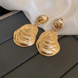 high Metal Stripe Oval silver earrings occidental style personality exaggerati..
