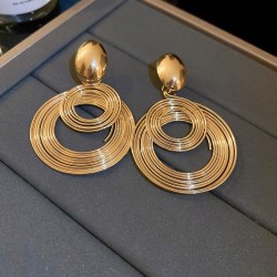 exaggerating Metal big samll multilayer circle silver earrings occidental styl..