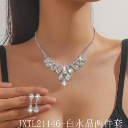  claw chain Rhinestone crystal earrings necklace set brief Drop-type temperame..