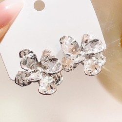 Japan and Korea flowers ear stud  silver Irregular Earring three-dimensional w..